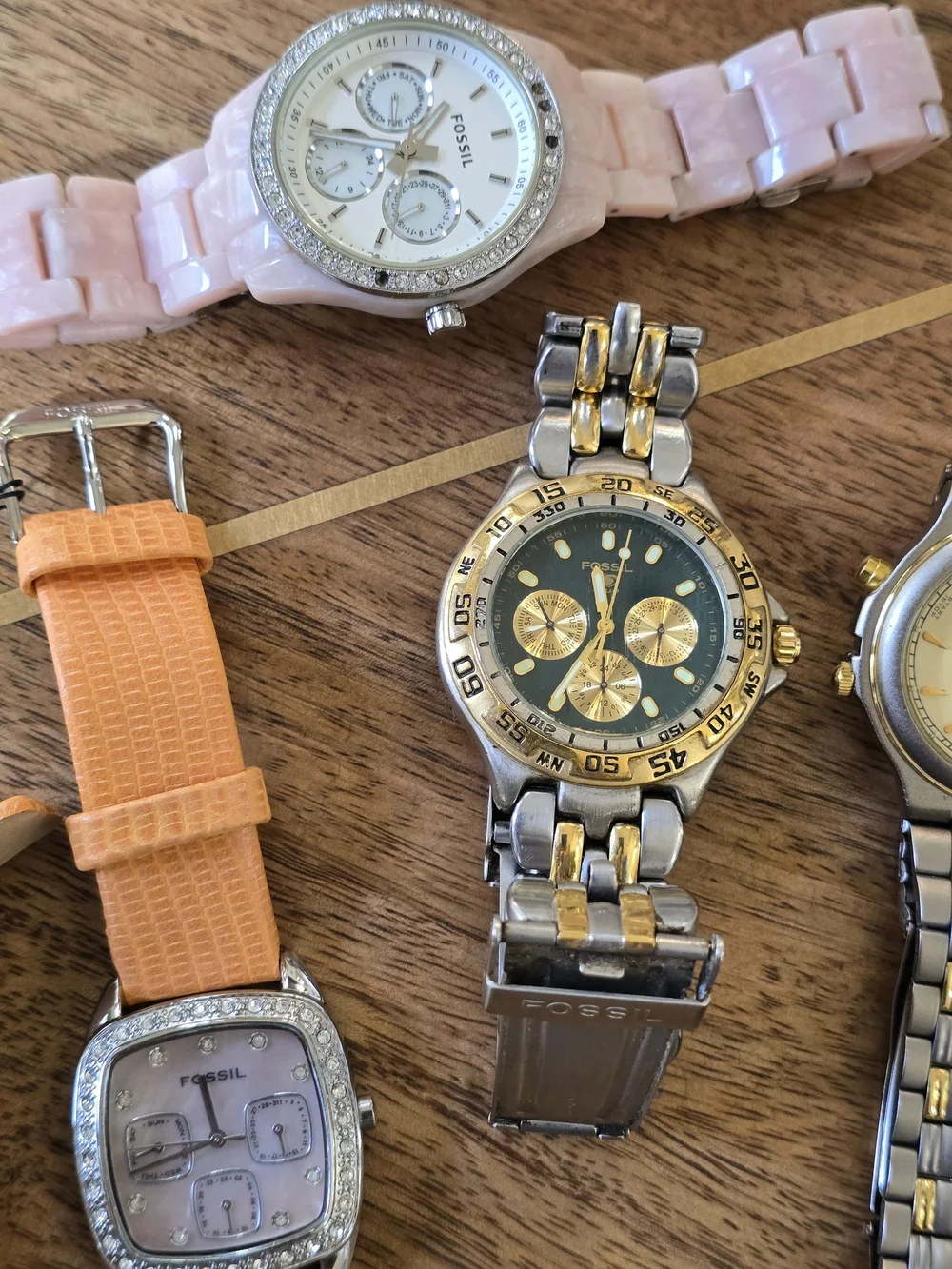 Fossil Two-Tone Stainless Steel Chronograph Watch - Gold & Silver Parts Only